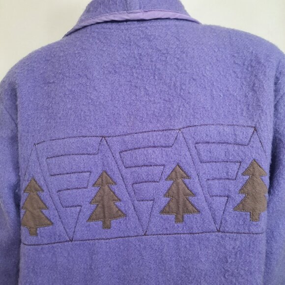 Vintage 80s Full Length Blanket Coat Mauve purple Virgin Wool Embroidered Size M - Picture 8 of 11